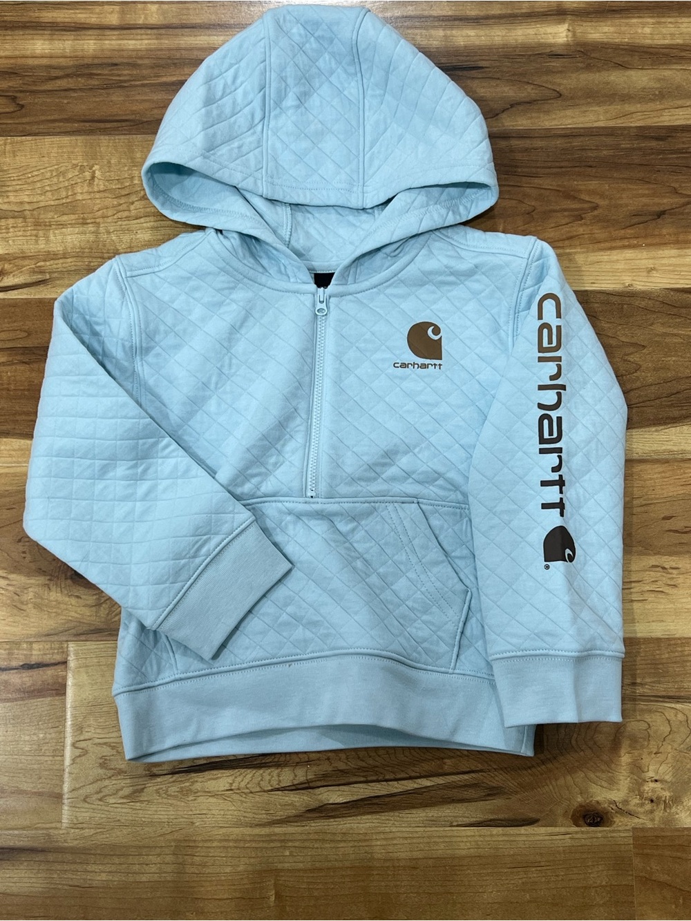 Carhartt 12 Months Boys Light Blue Quilted Hoodie Sweatshirt